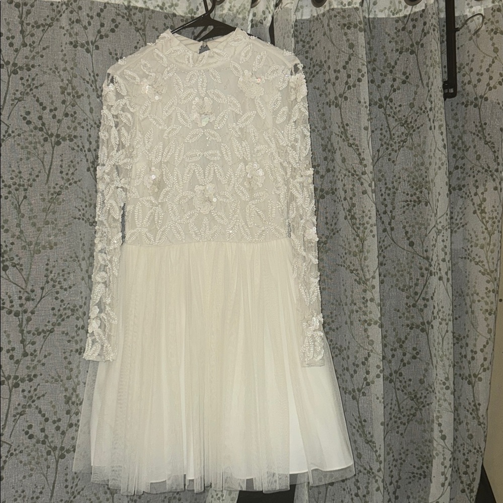 ASOS White Sequin Lace Formal Dress